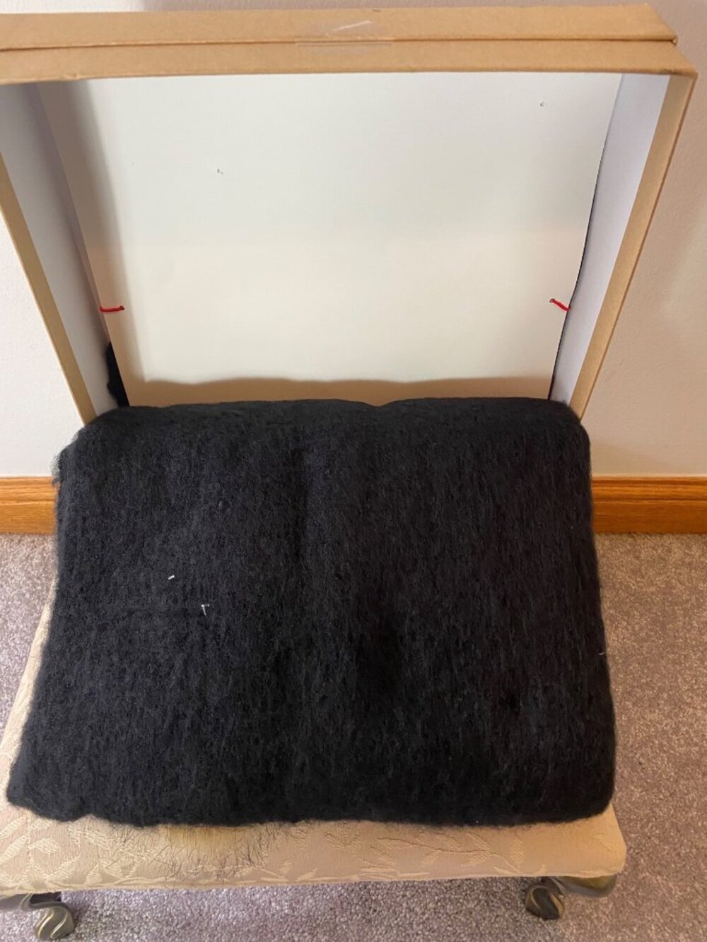 NEW Lucky Brand Black Scarf & Beanie Hat Set With Faux Fur Pom & Pearl Accents - Picture 2 of 4